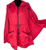 H! By Henry Holland Red‎ Hooded Windbreaker Poncho Jacket Womens Size 10 Zip Up Photo 0
