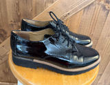 Franco Sarto Women’s Size 6 Black Patent Leather look Lace-Up Oxford Shoes Photo 0