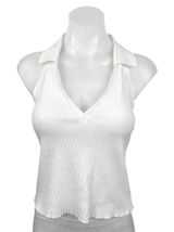 Zara Cream Knit Textured Deep V Neck Collared Pullover Sleeveless Top Size L Photo 0