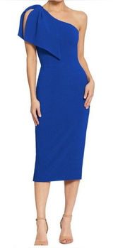 Dress the‎ Population Cobalt Blue One Shoulder Bow Sheath Dress XXS NWT Wedding Photo 0
