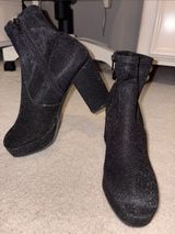 Mari A Gitsie Black Shimmer Platform Chunky Heel Ankle Boot Photo 0