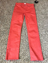 EDWIN Women‎ Coral Red High Rise Raw Hem Straight Leg Jeans Size 26 Photo 0