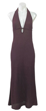 NEW H&M Purple Halter Plunge V Neck Sleeveless Crochet Open Back Maxi Dress S Photo 0