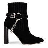Paige London Black Suede Pointed Toe Heel Boots Chain Detail 9.5 Photo 0