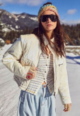 Free People Puffer Jacket Knit With It Quilted Knitted Ivory XS $298 Ski Winter‎ Photo 0