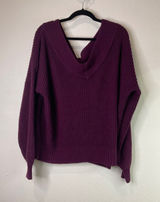 ZENANA Women's Medium Purple Waffle Knit‎ Oversized Cowl Neck Sweater Photo 0
