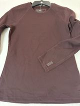 Dark brown chocolate nwot S FIGS waffle knit long sleeve underscrub top logo new Photo 0