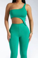 🆕 NWT Naked Wardrobe | Smooth Side Crop Top | Asymmetric | Green Photo 0