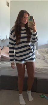 Striped Set Amazon Two-Piece Sweater Shorts Photo 0