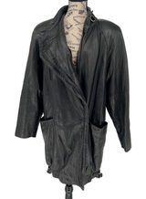Vintage G-III Leather Fashions Oversized Black Leather Jacket Drawstring Waist Photo 0
