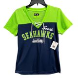 Seattle Seahawks NFL Football Shirt M Blue Green Lace Up Top Superbowl Champs‎ Photo 0