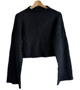 FREE PEOPLE Forest Sweater XS Cropped Black Oversized Pullover Mock Neck Photo 0