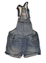 Abercrombie & Fitch Medium Wash Denim Shortalls Overalls XS Utility Bib‎ Pocket Photo 0