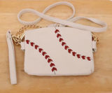 Baseball Stitch Crossbody Bag Wristlet Womens Gameday Faux Leather Novelty Photo 0