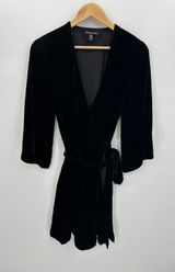 Eileen Fisher Black Velvet‎ Wrap Dress Women Sz XS Rayon Silk Holiday Party Photo 0