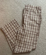 SHEIN Women’s Plaid Chino Pants Brown Cream Straight Leg Trousers Photo 0