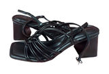 Marc Fisher 7.5 Black Faux Leather Strappy Slingback Square Toe Heeled Sandals Photo 0