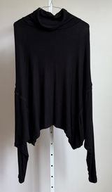 Free People We The Free Relaxed Witchy Slouchy Lagenlook Cowl Neck Top XS Black Photo 0