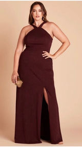 Birdy Grey Gene Crepe Cabernet Maxi‎ Dress Size XL Bridesmaid Wedding Formal Photo 0