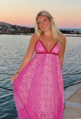 Pink maxi dress deep v neck Photo 0