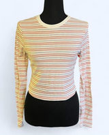 Charlotte Russe Vintage Y2K striped long sleeve baby tee fairycore coquette top Size Small 💗 Photo 0