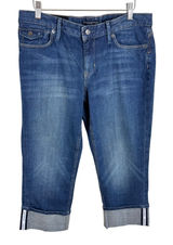Banana Republic Womens 30/10 Medium Wash Logo Tape Cuff Cropped Capri Jeans NEW Photo 0