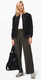 Lululemon Pleated Wide Leg Noir Pant in Dark Olive Green Photo 0