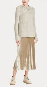 POLO RALPH LAUREN Flared Velvet Midi Skirt in desert slip style Sz 8 Photo 0