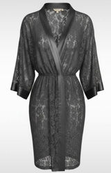 ✨Vintage Victoria’s Secret Gold Label Lace Kimono Robe Black OS Whimsigoth✨ Photo 0
