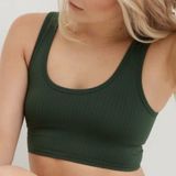 Aerie green crop top Aerie Ribbed Seamless Tank Bralette size S Photo 0