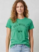 CRAZY DOG T-SHIRTS Dill With It Short Sleeve Tee S 16” p2p Green EUC Photo 0