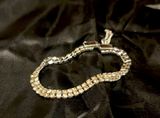 Silver Dimante bracelet with safety chain. Bling. Suit small wrist. Photo 0