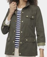 JCrew Moss Green Resin Coated Twill Field Jacket Utility Coat Womens Size Small Photo 0