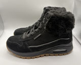 Skechers Womens Uno Rugged Wintriness 167822 Black Suede Fuzzy Boots Size 7 Photo 0