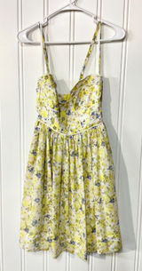 GIANNI BINI Dress‎ Women Size 0 Mini Sleeveless Floral Yellow Summer Polyester Photo 0