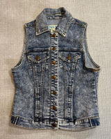 Paris Blues Denim Vest Medium Blue Acid Wash Vintage Y2K Sleeveless Jean Jacket Photo 0