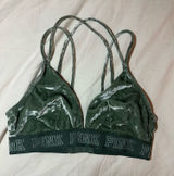 PINK Victoria's Secret Velvet Bralette in Dark Green Photo 0