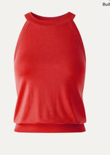 OGL Halter Neck Banded Hem Bra Tank Top Scarlet Red Size XS Built-In Pads Photo 0