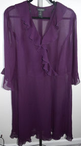 Lane Bryant Purple Sheer Chiffon Ruffle Wrap Dress Size 16 3/4 Sleeve Photo 0