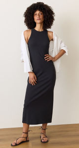 Marine Layer Lexi Rib Sun-In Dress Black Ribbed Midi XS Sleeveless Racerback‎ Photo 0