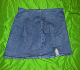 Show Me Your MuMu Blue Denim Mini Skirt with Front Hem Cutout size Small Photo 0