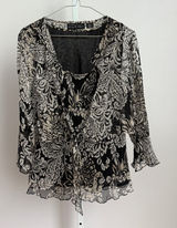 New York City Design‎ Co. VTG Y2K 100% Silk dark romantic Floral Blouse Size Photo 0