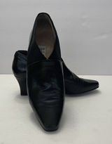 Nine West Shaw Black Leather Heel Ankle Bootie Shoes Square Toe Womens 7.5 Photo 0