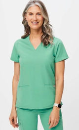 FIGS Casma Three-Pocket Scrub Top Surgical Green V-Neck Large 025NEW Photo 0