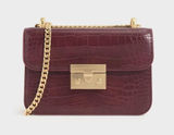 Burgundy Charles & Keith Croc-Effect Boxy Chain Strap Bag Photo 0