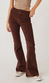 We the Free People Jayde Cord Flare 29 Corduroy Pants High Rise Brown Stretch Photo 0