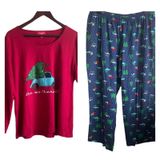 Christmas PJs Set Women 1X Red Long Sleeve Holiday Novelty Print Lounge Festive‎ Photo 0