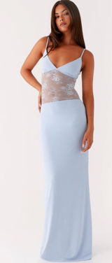 Peppermayo Sky-Blue Lace-Trim Maxi Dress Photo 0