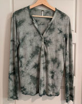 Young Fabulous Broke Green Linen Tie Dye Top‎ Size Small Photo 0