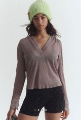Anthropologie Daily Practice Sheer Metallic Long Sleeve Photo 0